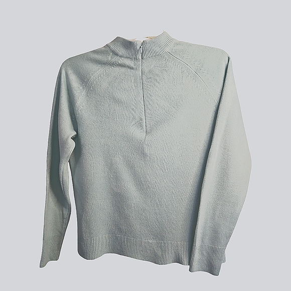 NWT Karen Scott Mock Neck Acrylic Sweater; Zip Neck Back Closure in Aquifer; P/S - Picture 3 of 8